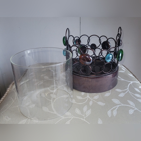 Large Candle Holder with Glass Insert - Picture 2 of 3